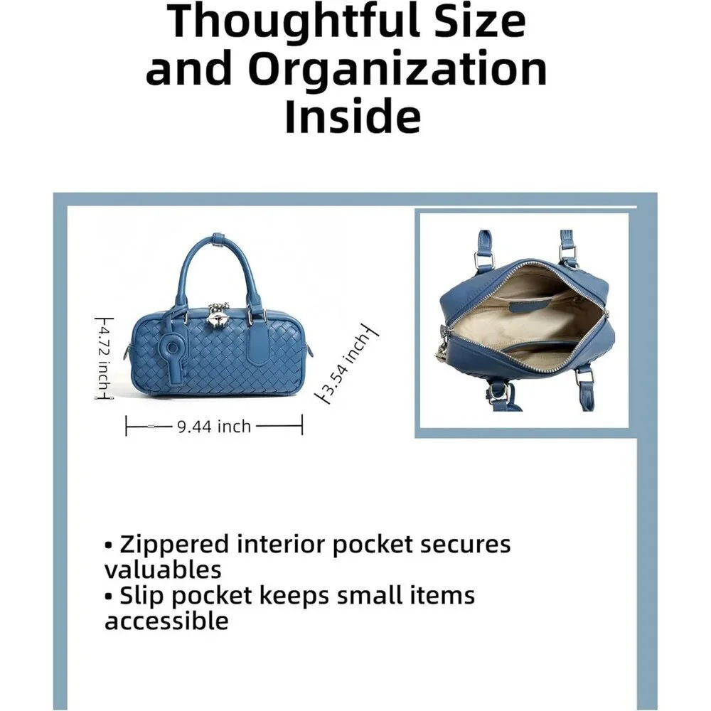 Woven Leather Crossbody Bag for Women Microfiber Genuine Small Purse